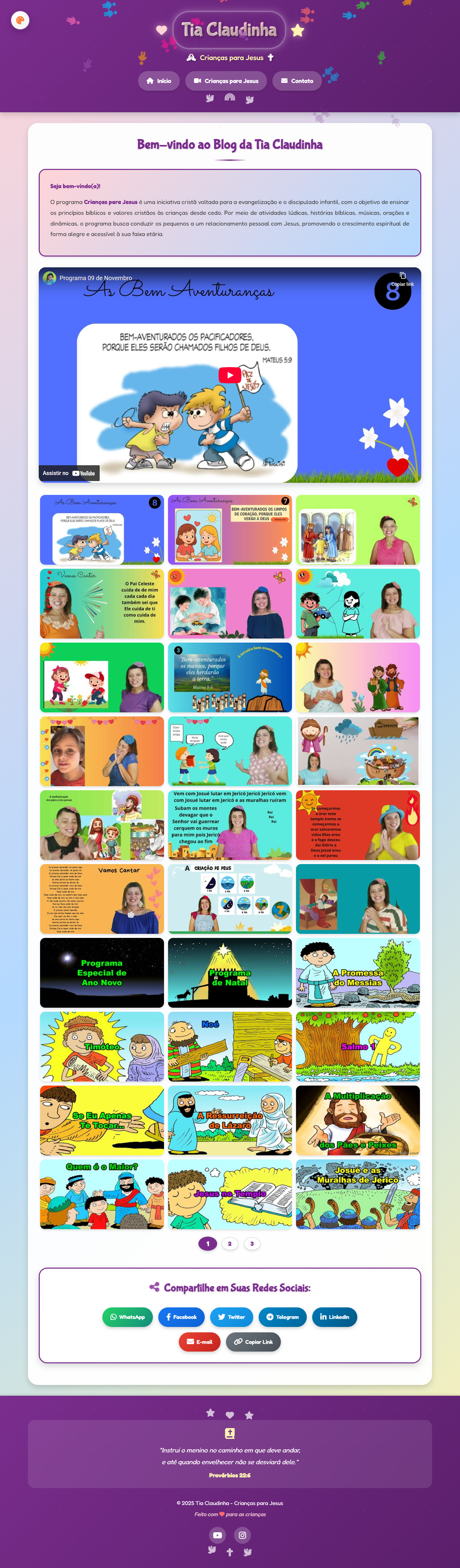 Blog da Tia Claudinha - Programa Crianças para Jesus